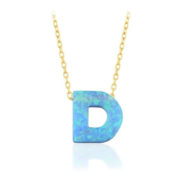 925 Ayar Opal Taş D Harf Kolye
