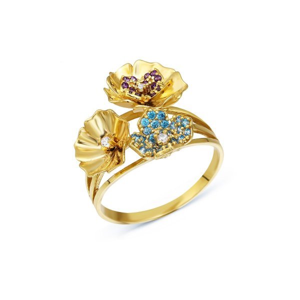 TAŞLI ÇİÇEKLİ YÜZÜK