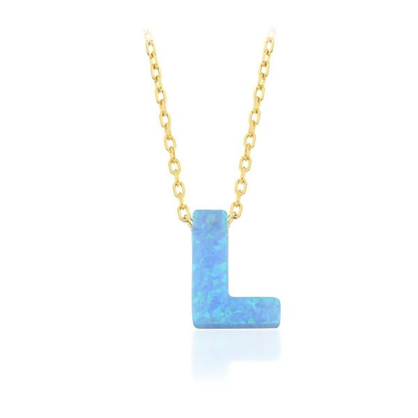 925 Ayar Opal Taş L Harf Kolye