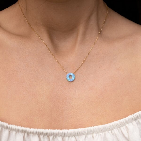 925 Ayar Opal Taş O Harf Kolye