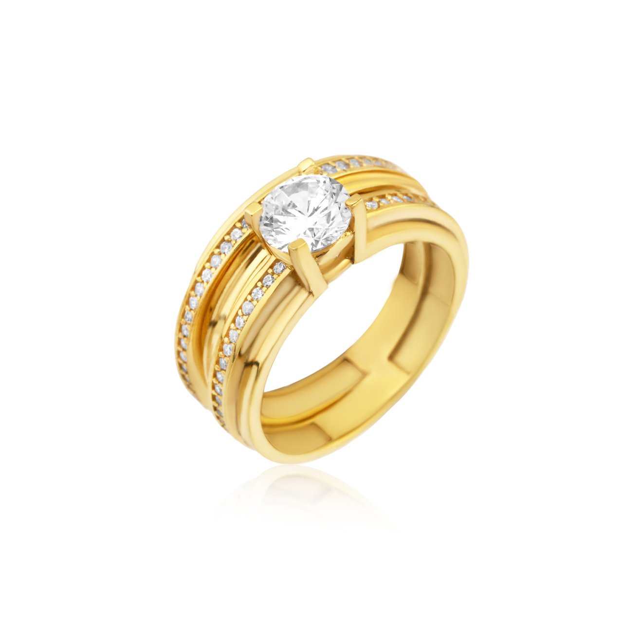 Taşlı İkili Tektaş Yüzük