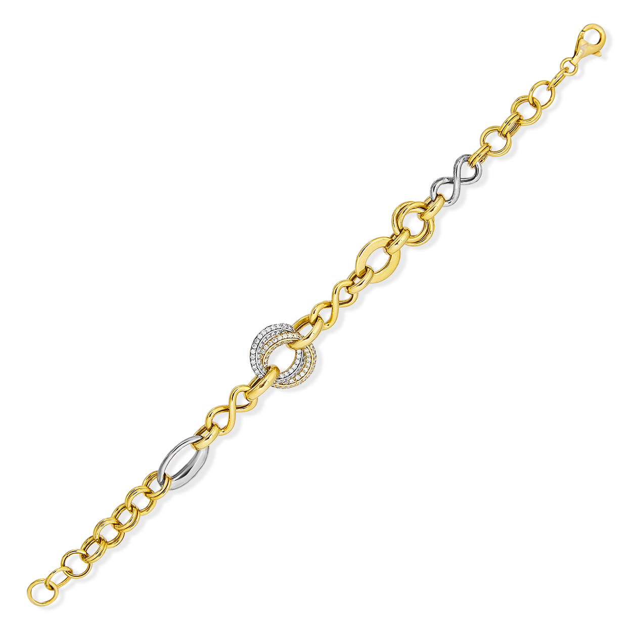 İç İçe Zirkon Halka Gümüş Bileklik