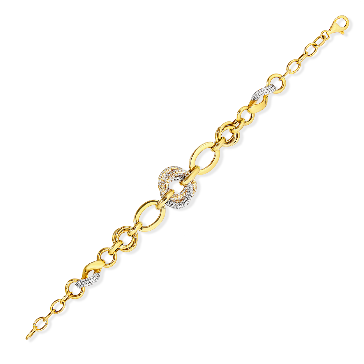 Zirkon Taşlı ''Halka Detaylı'' İçi Boş Gümüş Bileklik