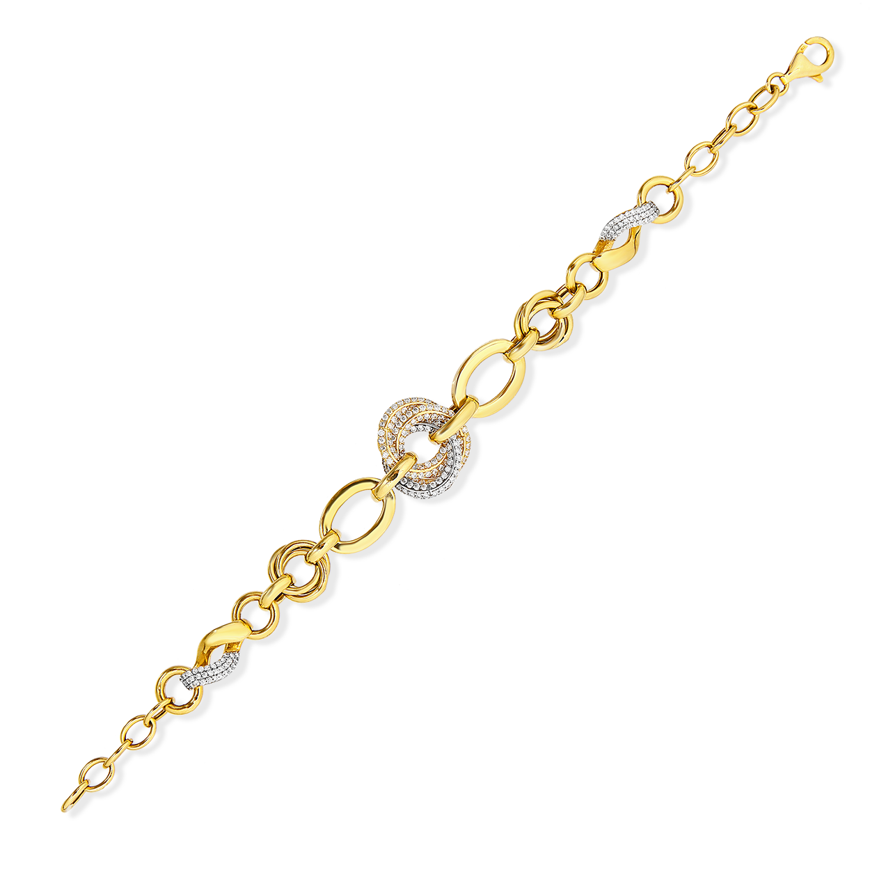 Zirkon Taşlı ''Halka Detaylı'' İçi Boş Gümüş Bileklik