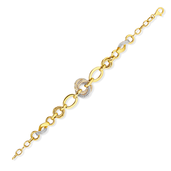 Zirkon Taşlı ''Halka Detaylı'' İçi Boş Gümüş Bileklik