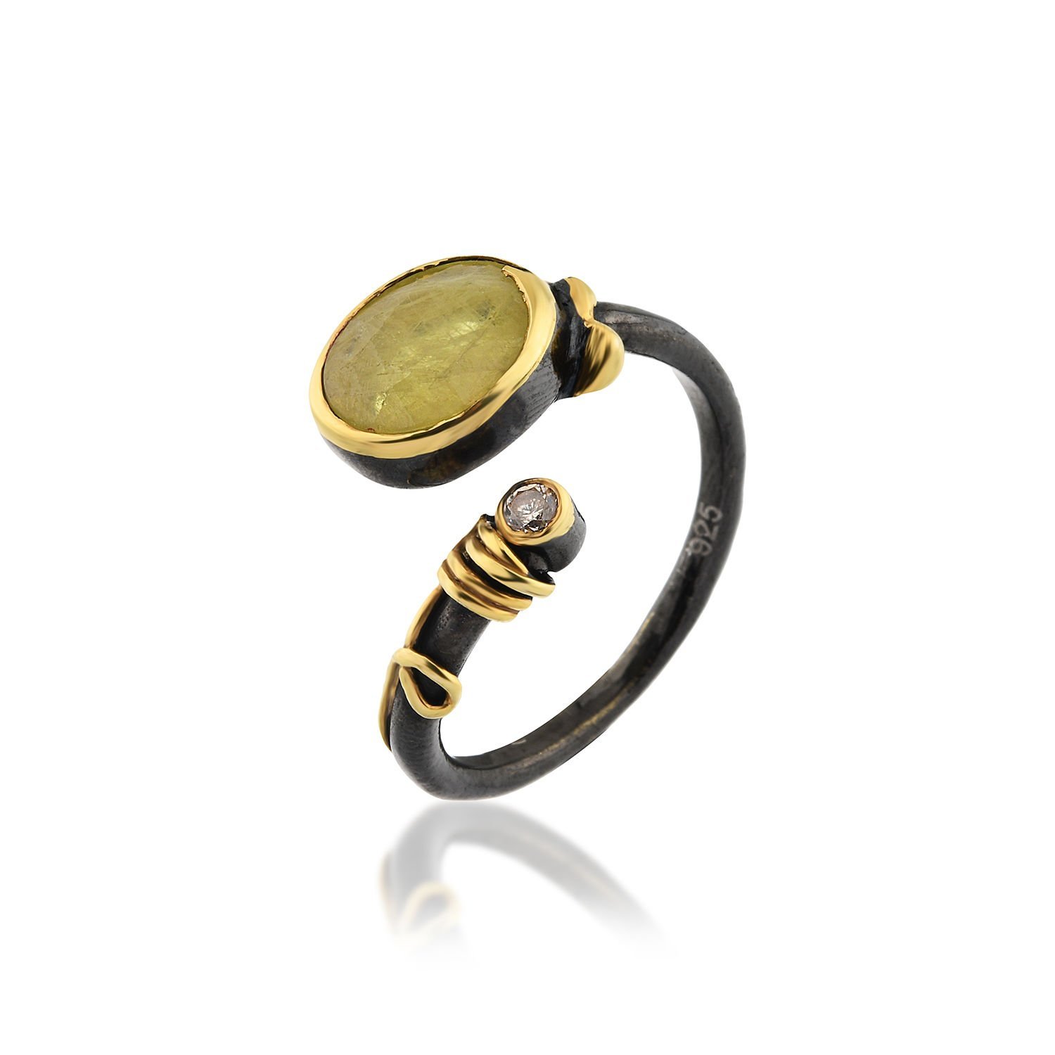 Sarı Safir Taşlı 925 Ayar Gümüş Yüzük