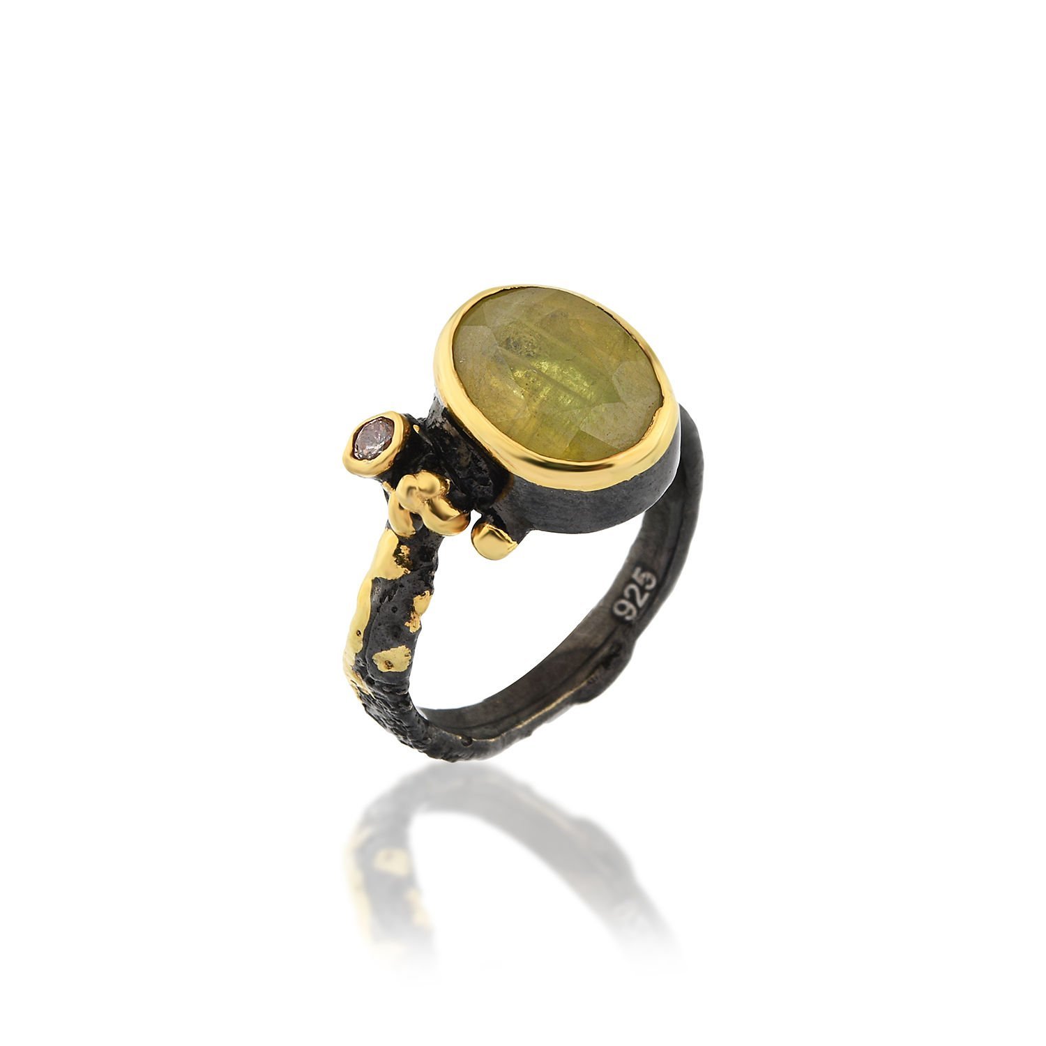 Gümüş Sarı Safir Taşlı Yüzük