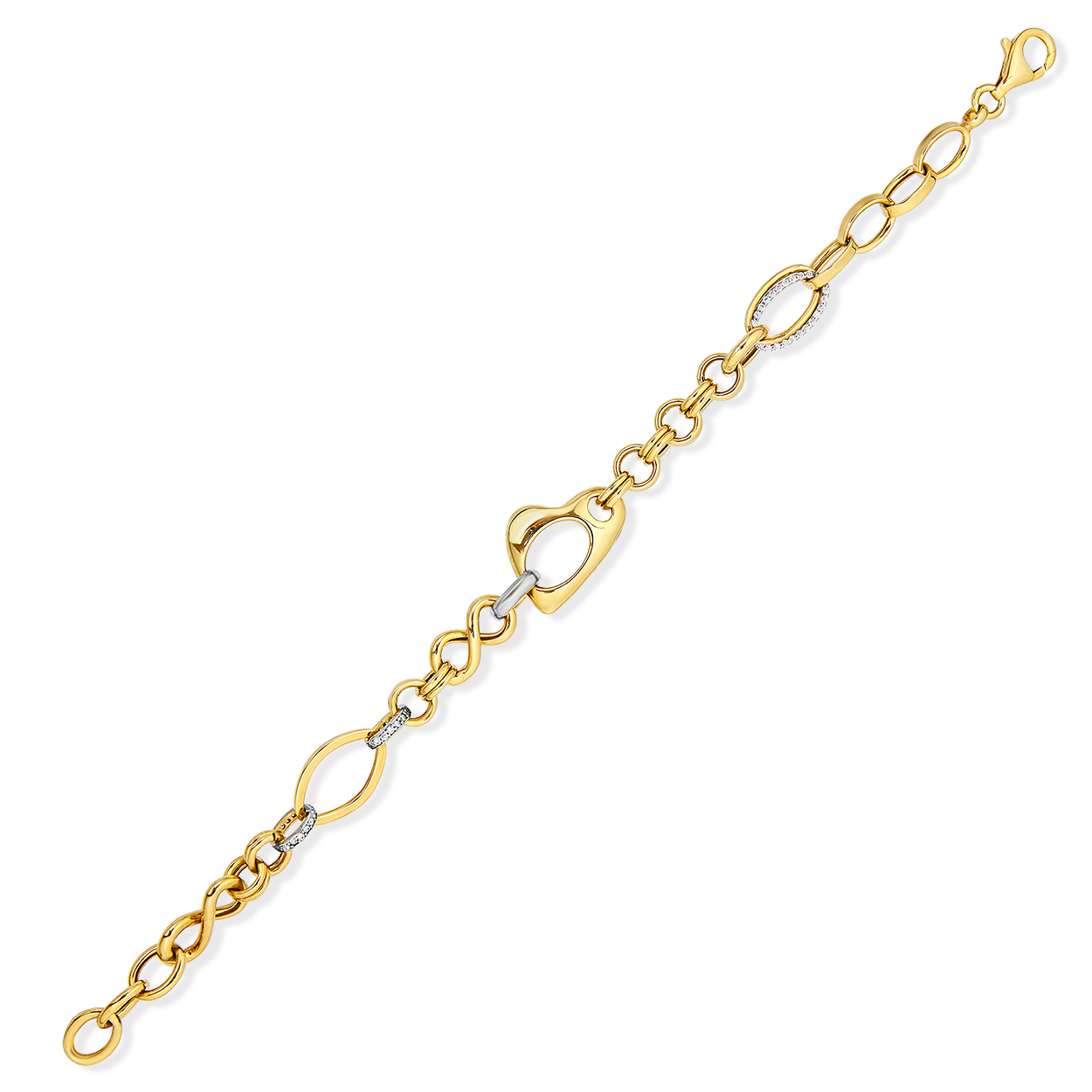 İÇİ BOŞ KALP VE SONSUZLUK DETAYLI GÜMÜŞ BİLEKLİK