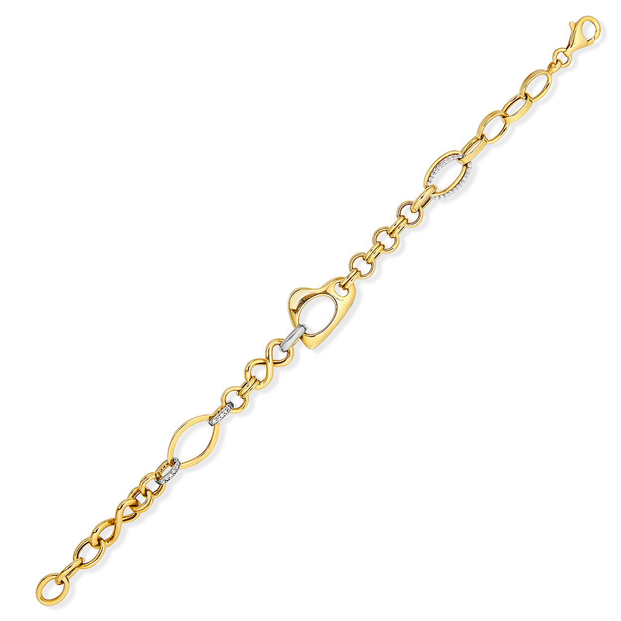 İÇİ BOŞ KALP VE SONSUZLUK DETAYLI GÜMÜŞ BİLEKLİK