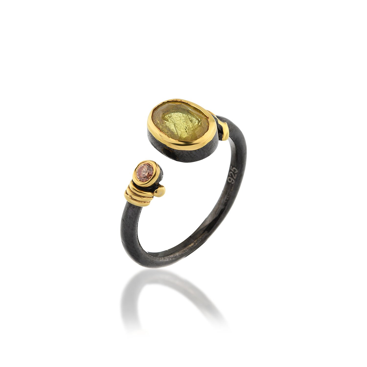 Doğal Sarı Safir Taşlı Yüzük