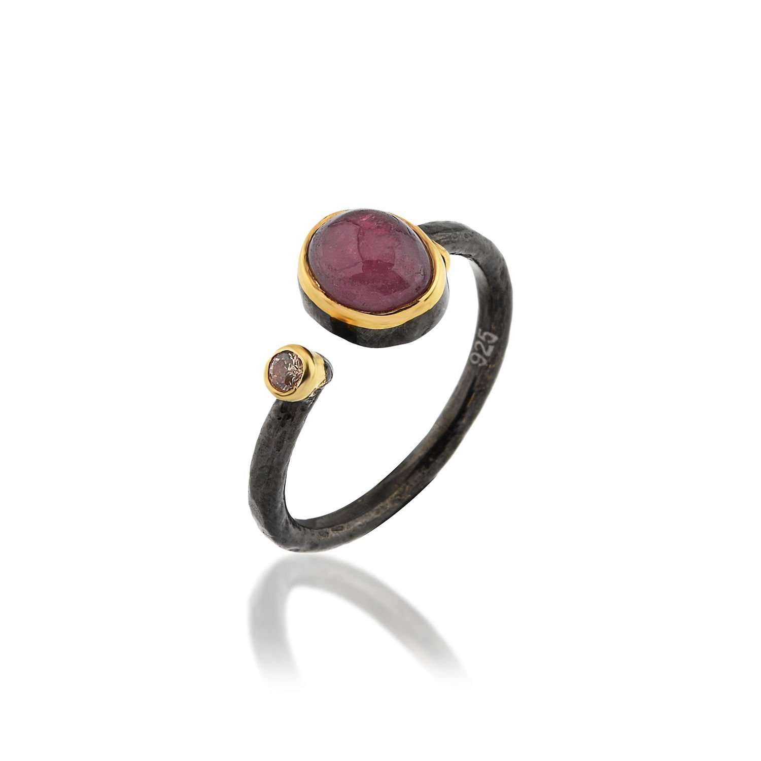 Özel Tasarım Turmalin Taşlı Gümüş Yüzük