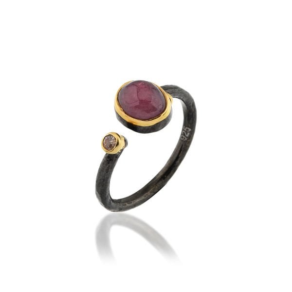 Özel Tasarım Turmalin Taşlı Gümüş Yüzük