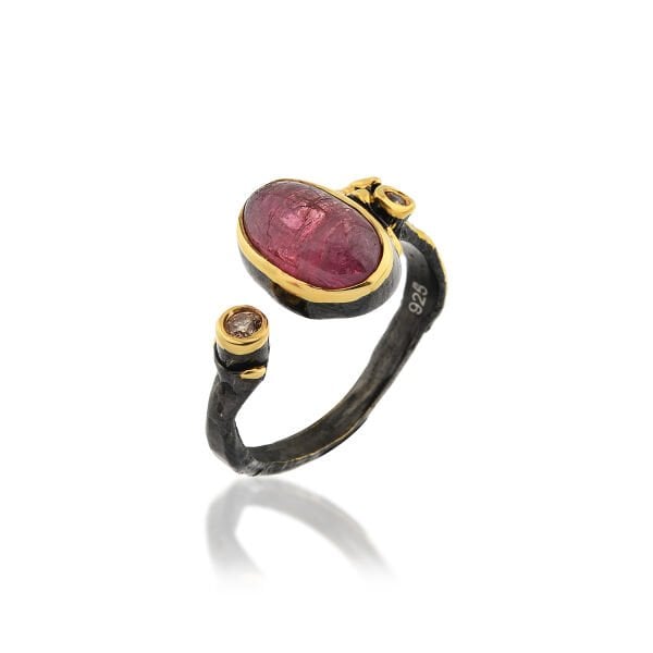 Turmalin Taşlı El İşçilikli 925 Ayar Gümüş Yüzük