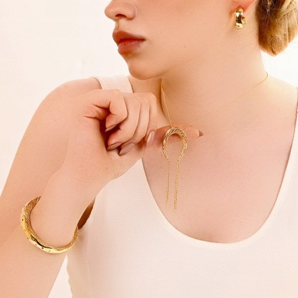 Zincir Detaylı Gümüş Set