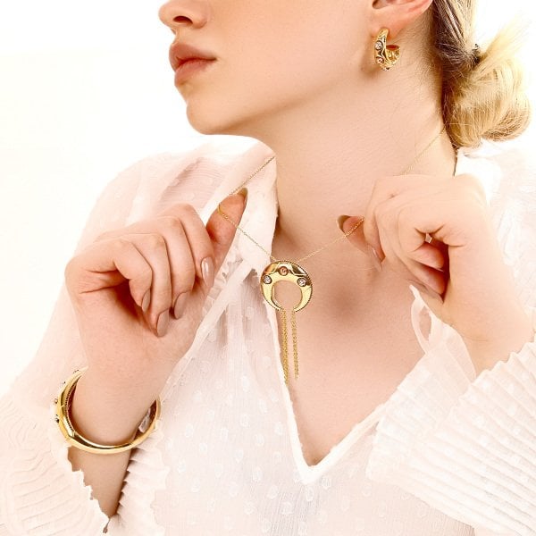 Dorikalı Zincir Detaylı Gümüş Set