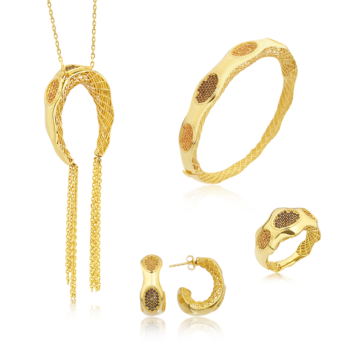 Zincir Detaylı Gümüş Set