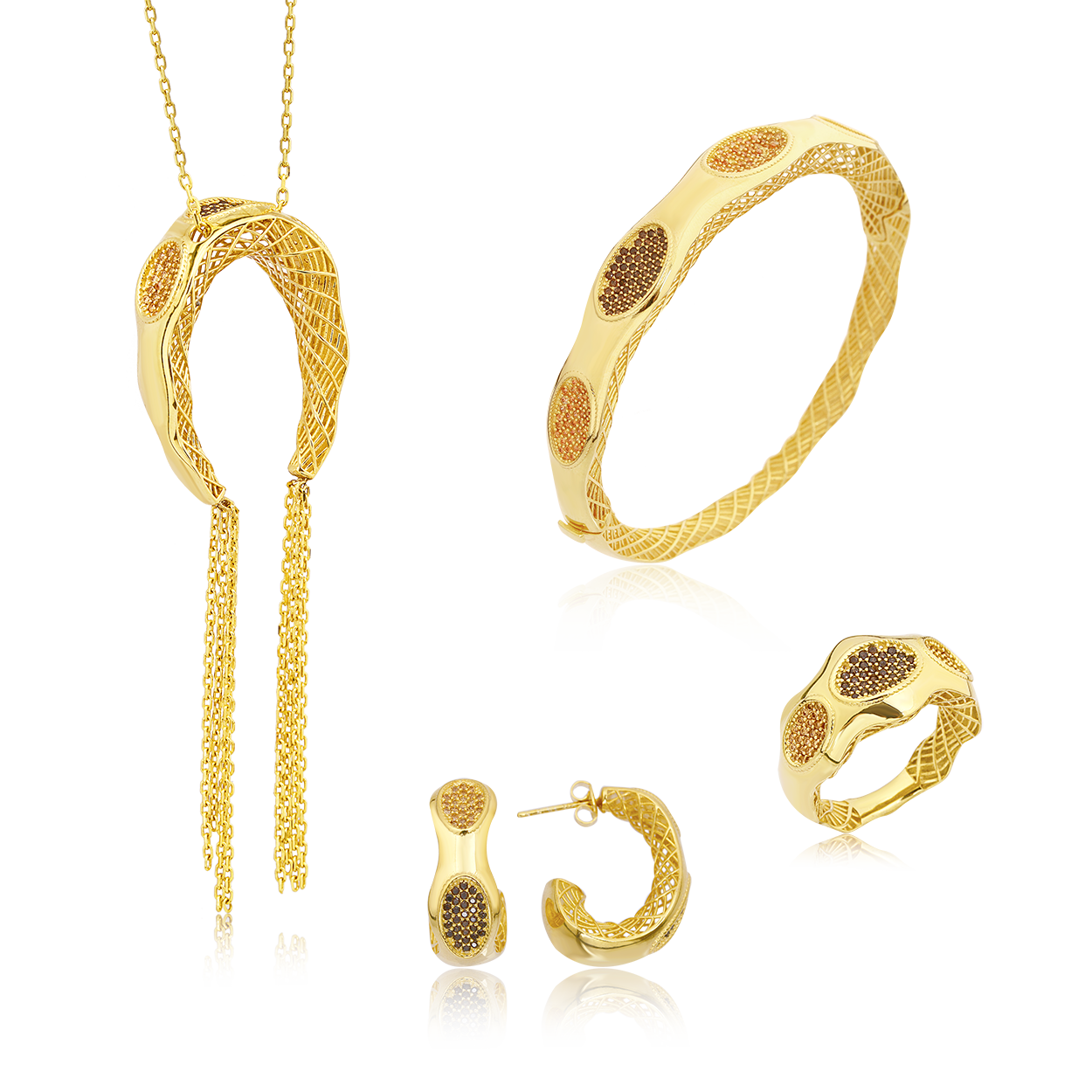 Zincir Detaylı Gümüş Set