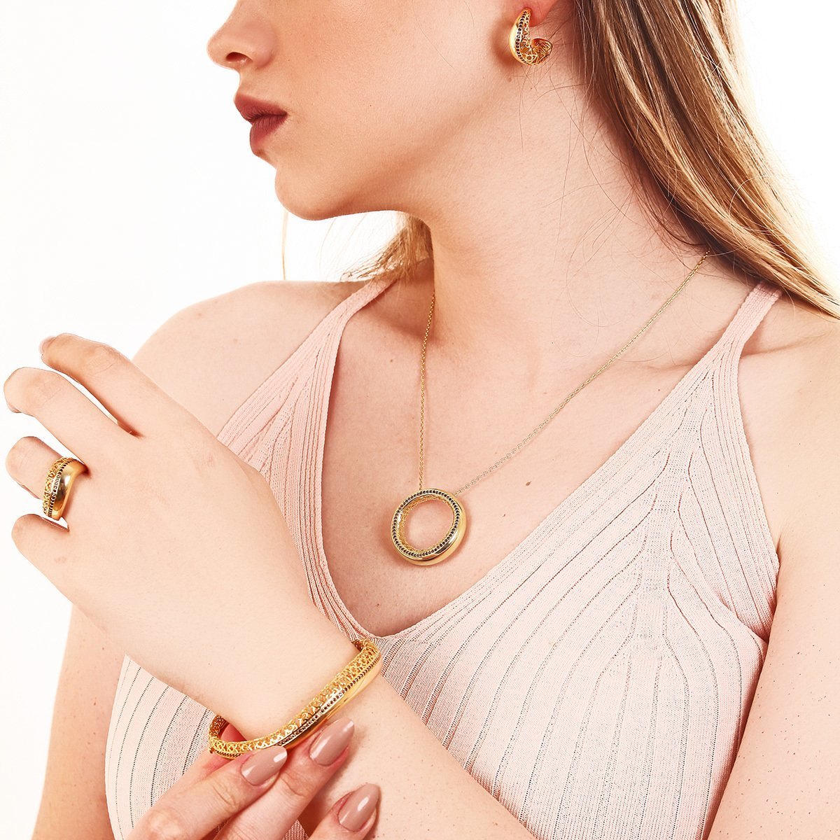 Taşlı Gümüş Set