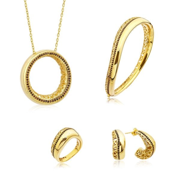 Taşlı Gümüş Set