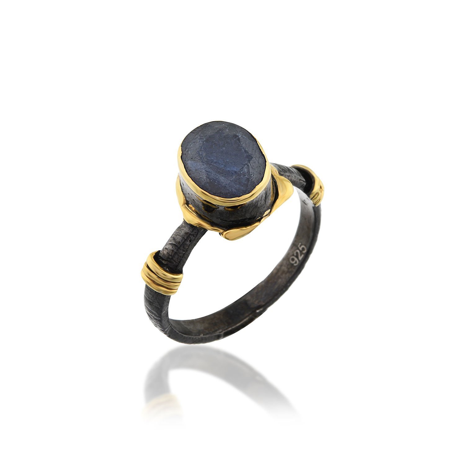 Safir Taşlı Gümüş Yüzük