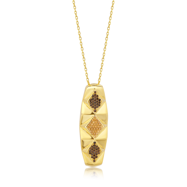 Baklava Desenli Gümüş Kolye