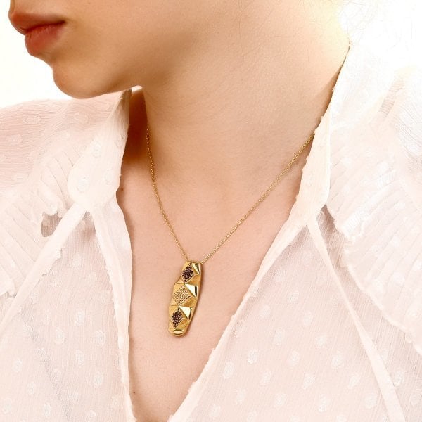 Baklava Desenli Gümüş Kolye