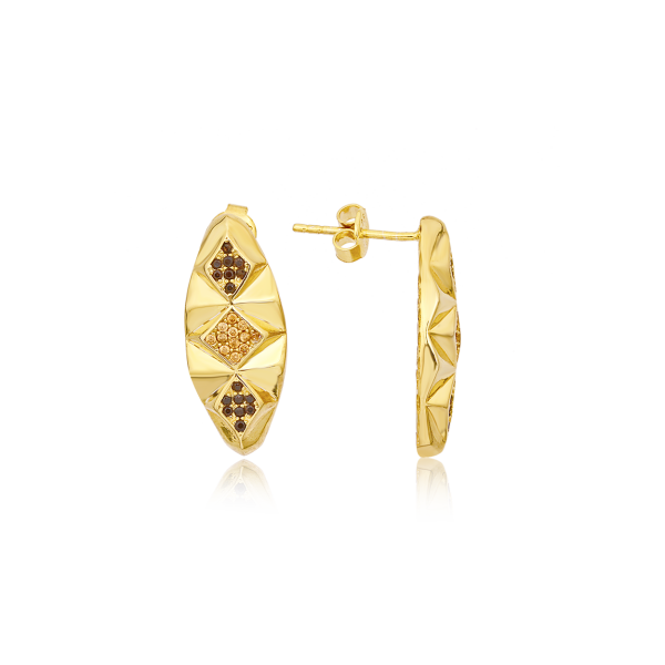 Renkli Taşlı Gümüş Küpe