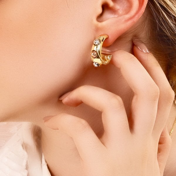 Dorika Toplu Gold Halka Küpe