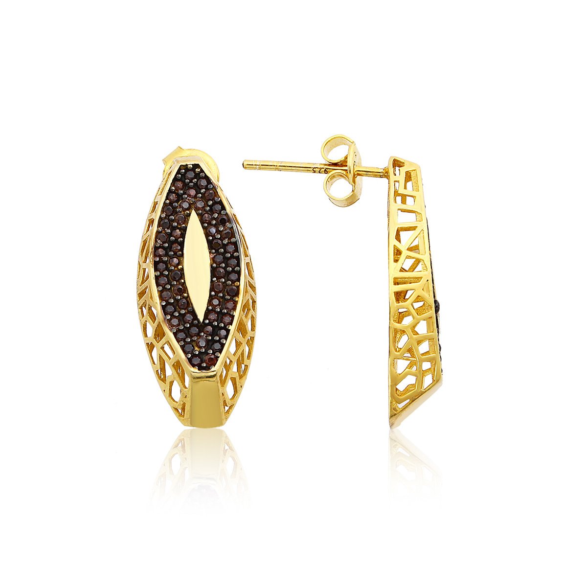 Siyah Taşlı Gümüş Küpe