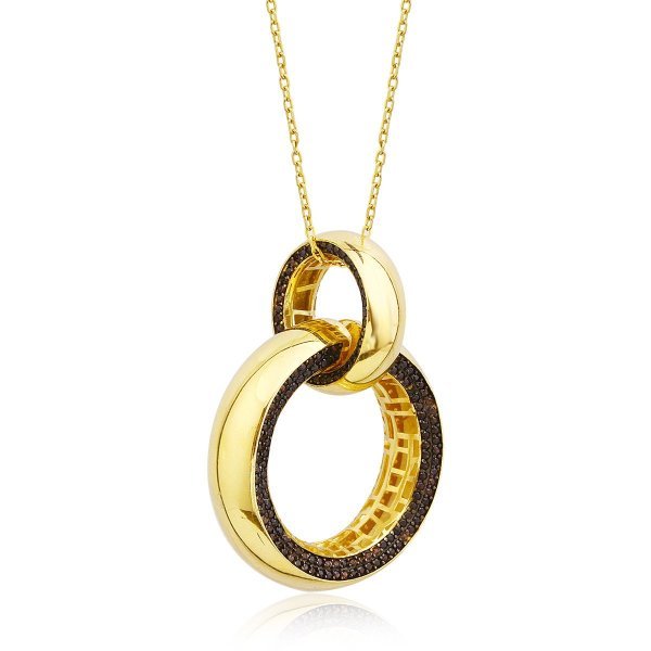 İkili Halka Detaylı Gümüş Kolye