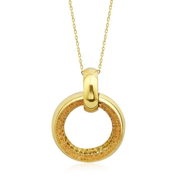 İkili Halka Detaylı Gümüş Kolye