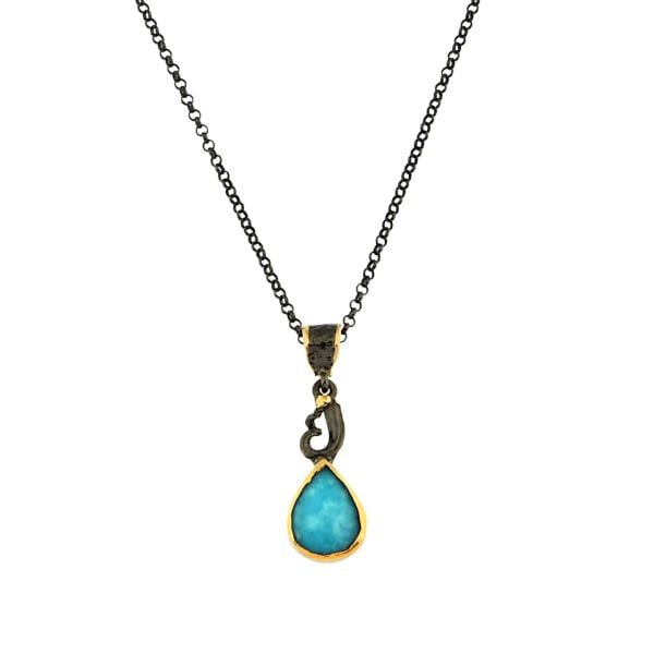 Doğal Firuze Taşlı Gümüş Kolye