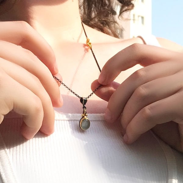 Doğal Safir Taşlı Gümüş Kolye