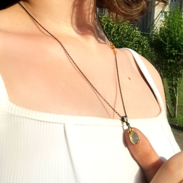 Doğal Safir Taşlı Gümüş Kolye