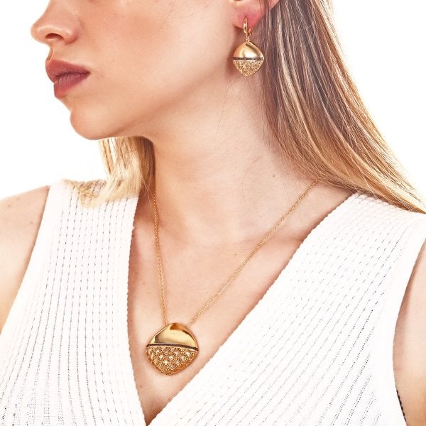 Baklava Desenli Gümüş Küpe