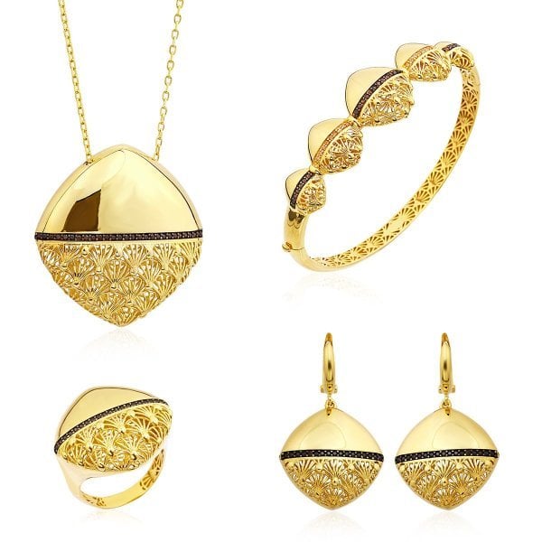 Baklava Desenli Gümüş Set