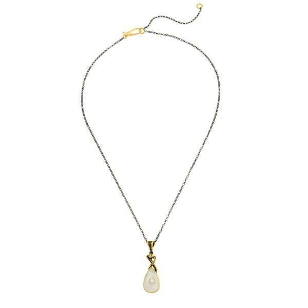 Doğal Sedef Taşlı Sonsuzluk Detay Gümüş Kolye