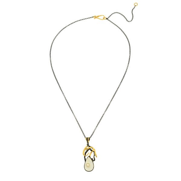 Doğal Sedef Taşlı Tasarım Kolye
