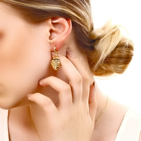 Siyah Zirkon Taşlı Gümüş Küpe