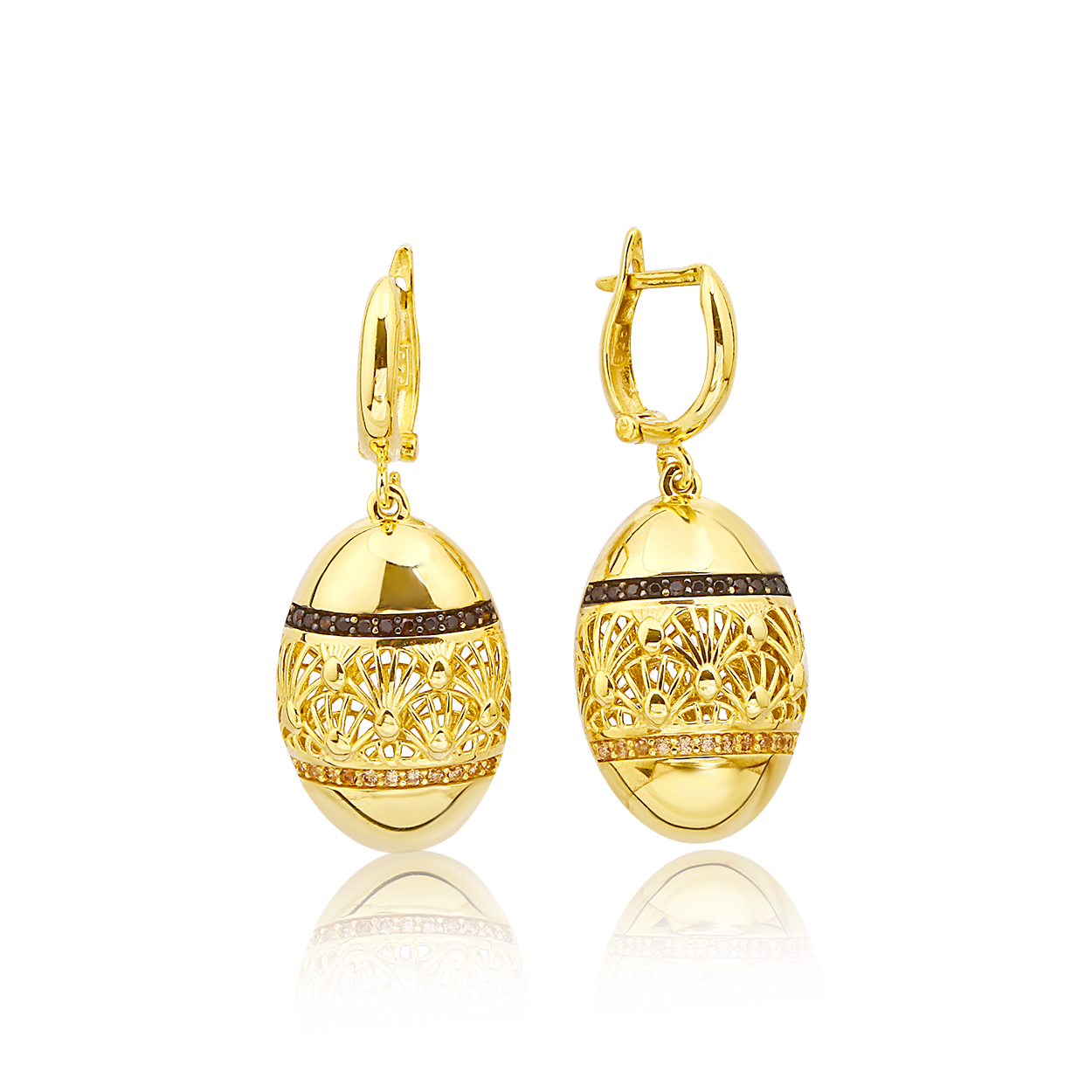 Siyah Zirkon Taşlı Gümüş Küpe