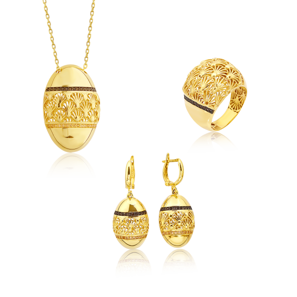 İşleme Detaylı Gümüş Set