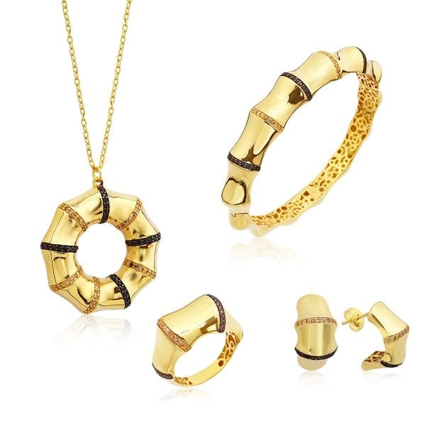 Taş Detaylı Gümüş Set