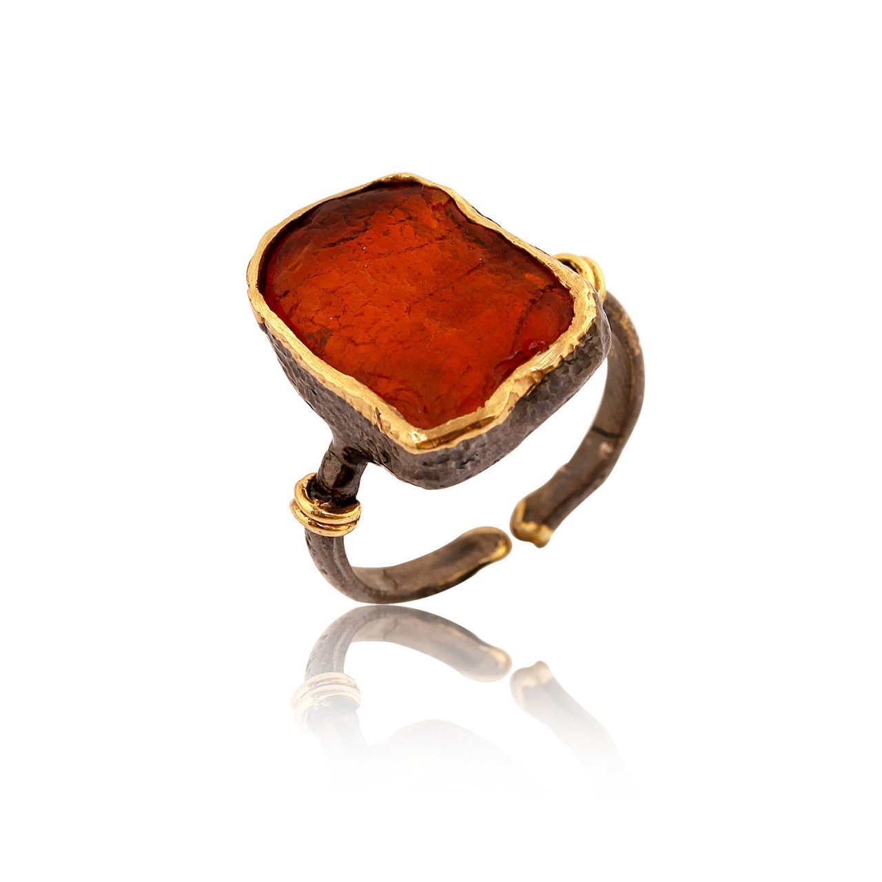 Kehribar Taşlı Yüzük