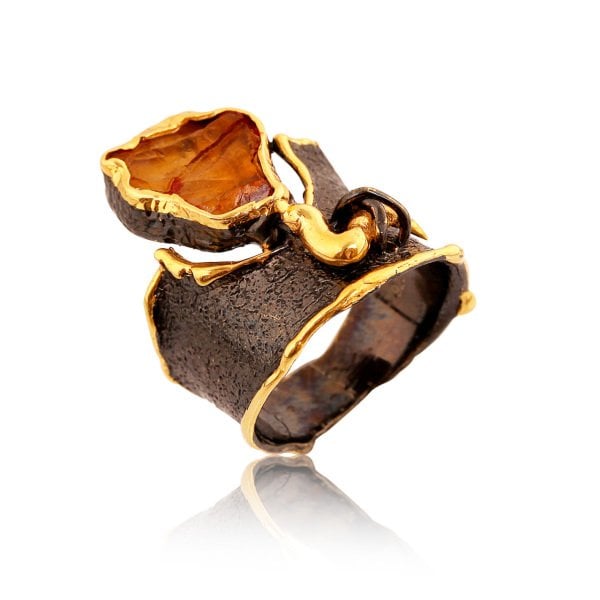 Rough Kaya Sitrin Taşlı Yüzük