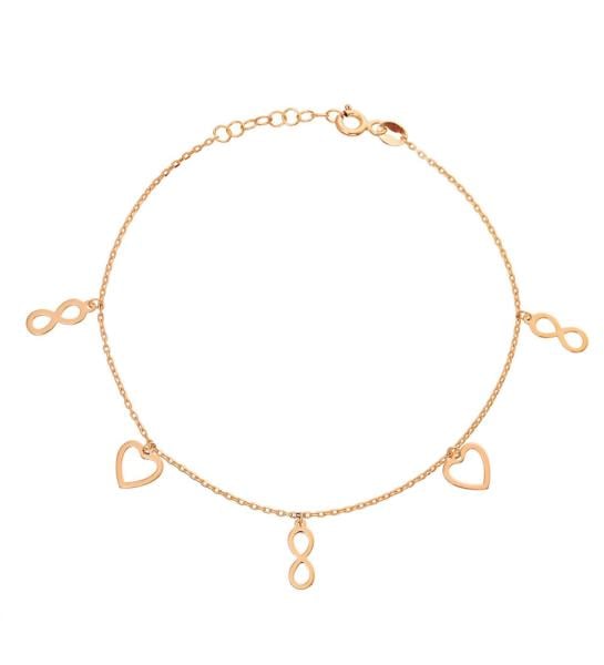 Kalp & Sonsuzluk Figürlü Gümüş Bileklik