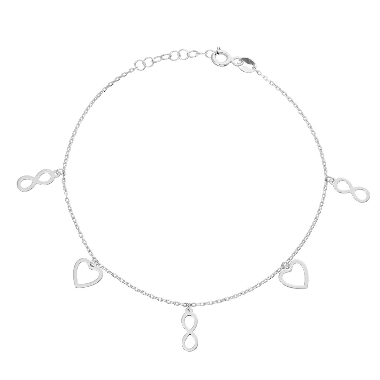 Kalp & Sonsuzluk Figürlü Gümüş Bileklik