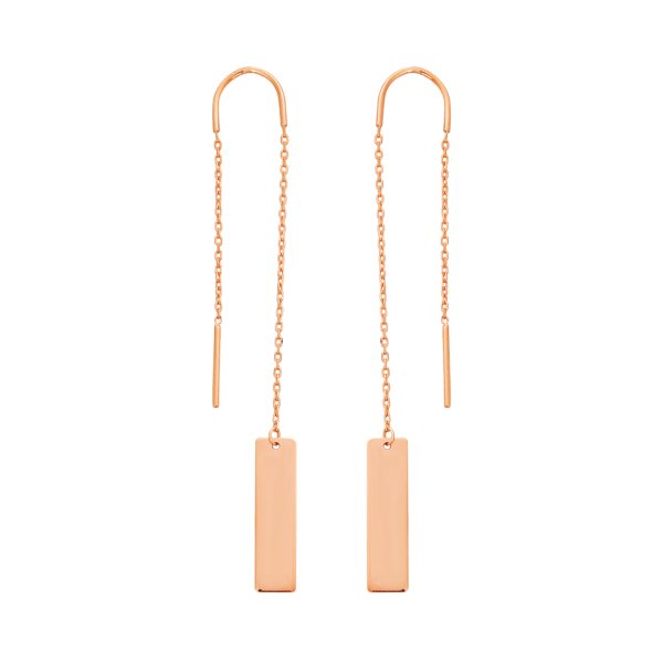 Dikdörtgen Detaylı Gümüş Küpe