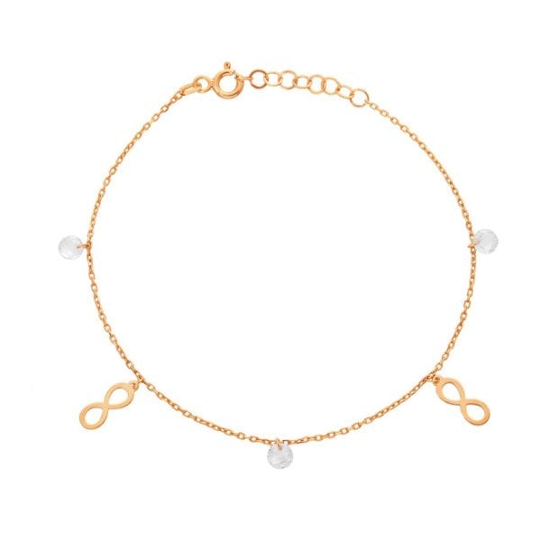 Taşlı Sonsuzluk Figürlü Gümüş Bileklik