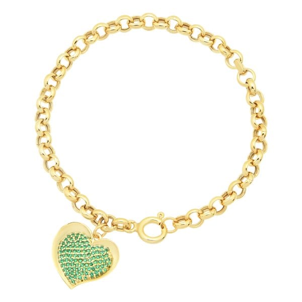 Yeşil Kalpli Doç Zincirli Bileklik