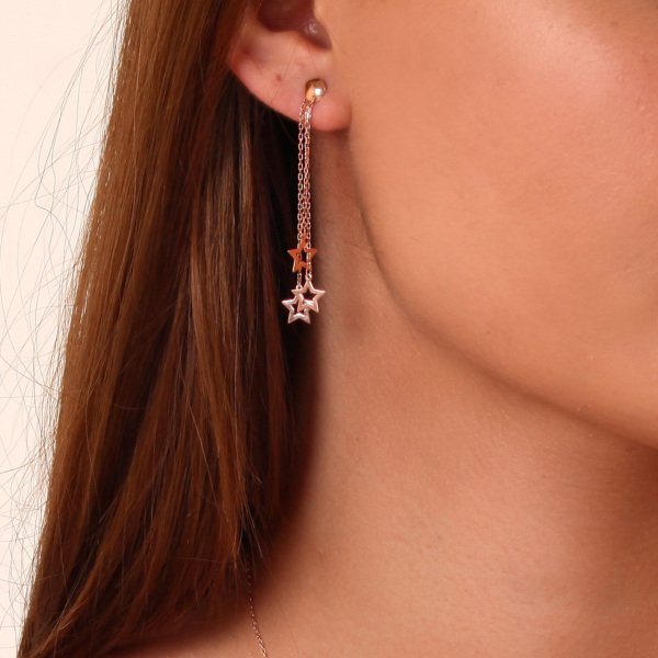 Hafif Model Yıldızlı Gümüş Küpe